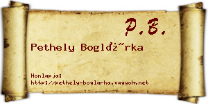 Pethely Boglárka névjegykártya